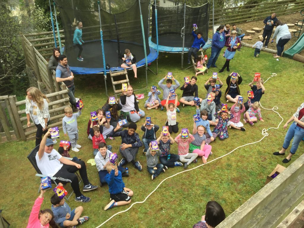 Torbay Taekwondo Schools Easter Party 2017, Students receiving Easter eggs after their Egg hunt