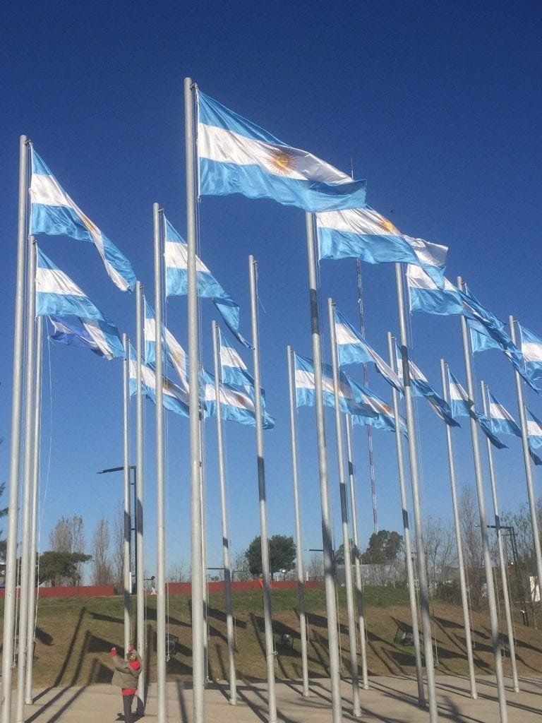 Lots of national flags of Argentina