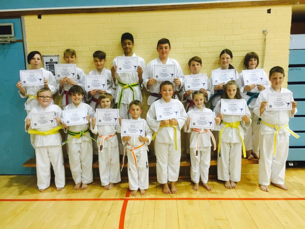 Torbay Taekwondo Students receiving their new belts and certificates June 2017