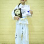 Miss Bo Widdicombe receiving the Grading Award March 2017 at Torbay Taekwondo Schools