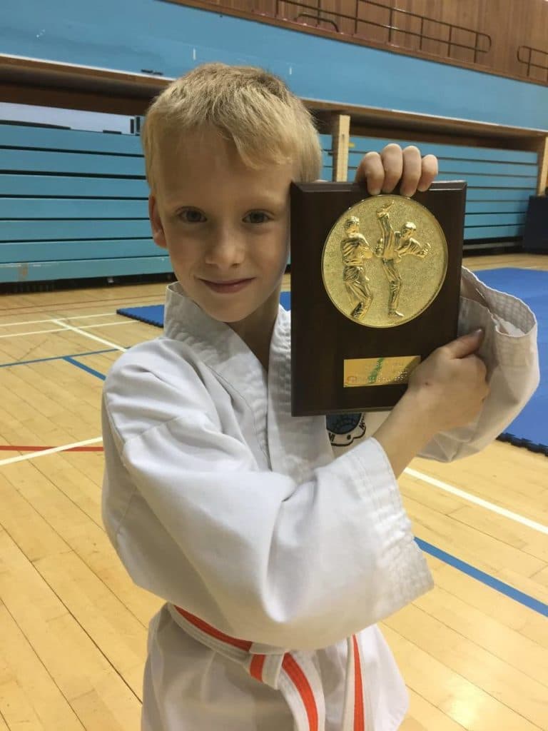 Mr Jake Hawkesford, receiving the Grading Award for December 2017 from Torbay Taekwondo Schools