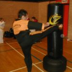 Mr Grant kick training on the wavemaster at Torbay Taekwondo