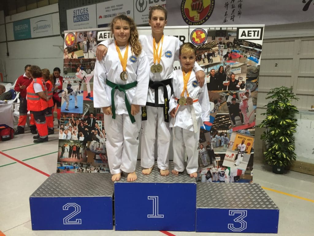 3 students from Torbay Taekwondo winning 6 medals at the Spanish Championships Sitges Barcelona Nov 2018