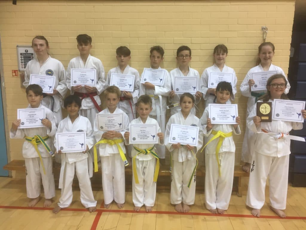 Torbay Taekwondo Students receiving their new belts and certificates June 2018