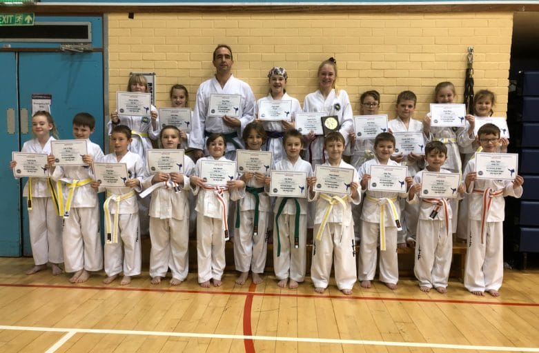 Torbay Taekwondo Students receiving their new belts and certificates Mar 2019