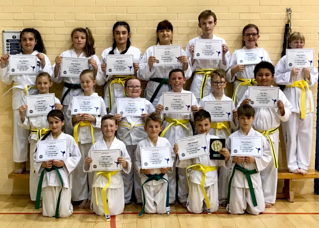 Torbay Taekwondo Students receiving their new belts and certificates June 2019