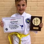 Mr Jayden Churchward receiving the Grading Award in June 2019 at Torbay Taekwondo Schools