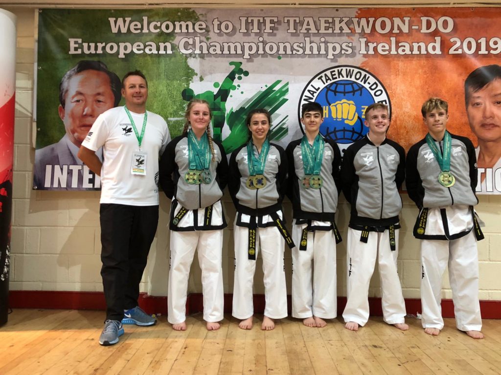 5 members of Torbay Taekwondo representing Team UK at European Championships Cork Ireland 2019