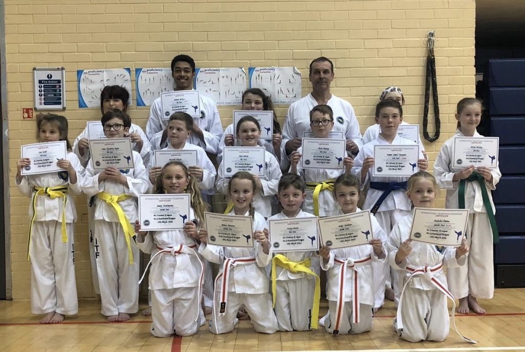 Torbay Taekwondo Students receiving their new belts and certificates March 2020