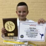 Mr Oliver Sharpe receiving the Grading Award in Sept 2021 at Torbay Taekwondo Schools