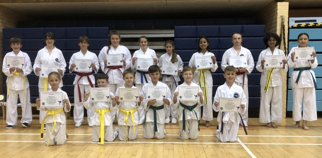 Torbay Taekwondo Students receiving their new belts and certificates June 2021