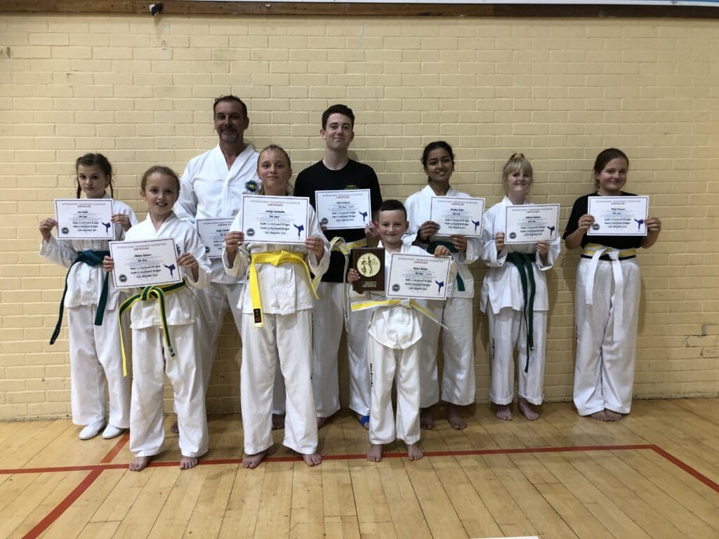 Torbay Taekwondo Students receiving their new belts and certificates September 2021